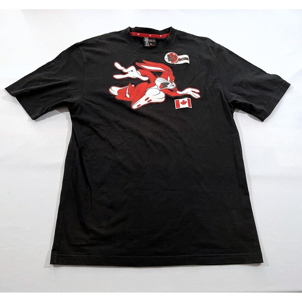 Vintage Lot29 Looney Tunes Bugs Bunny Canada Black Graphic Print T-shirt Tee XL